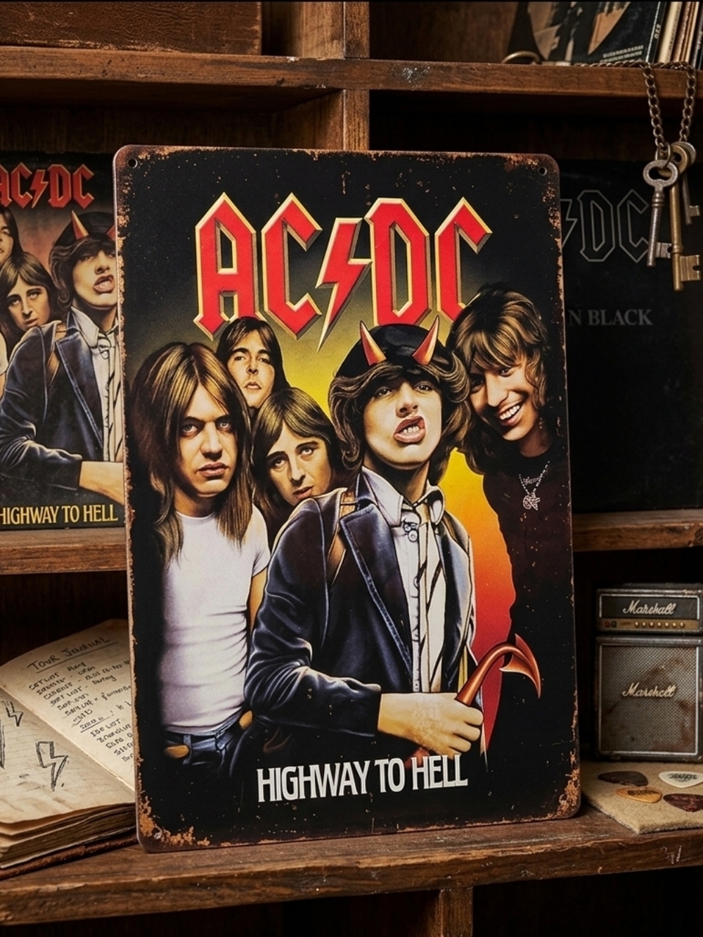 🔥 AC/DC "Highway to Hell" Vintage-Style Tin Sign 🔥